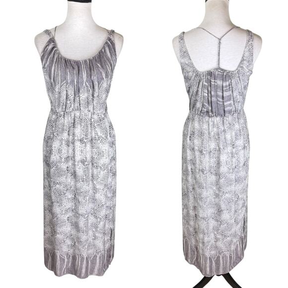 Anthropologie A Common Thread Orbweaver Gray 100% Silk Sleeveless Midi Dress - Picture 1 of 11